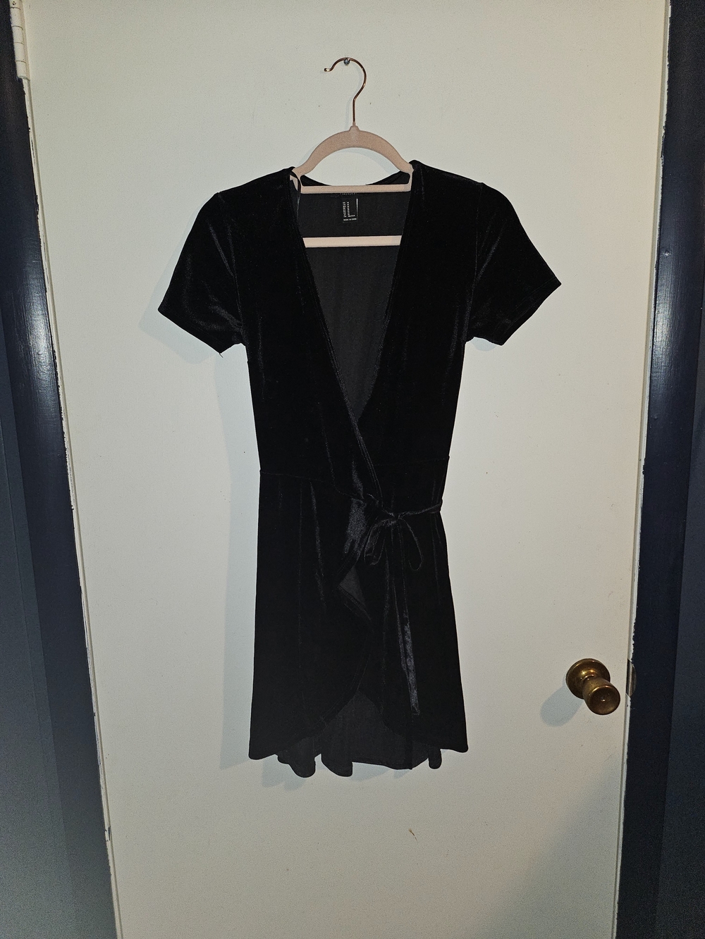 Forever 21 Black Velvet Wrap Mini Dress